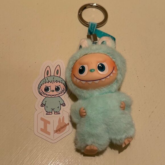 Authentic PopMart Labubu The Monsters Pin for Love Series “I” Aqua Plush Pendant - Picture 2 of 14